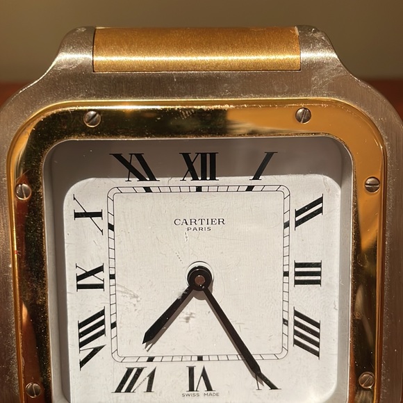 Cartier Santos Alarm Clock - Contrasting Silver/Gold Finish - Kick Stand - Picture 2 of 5